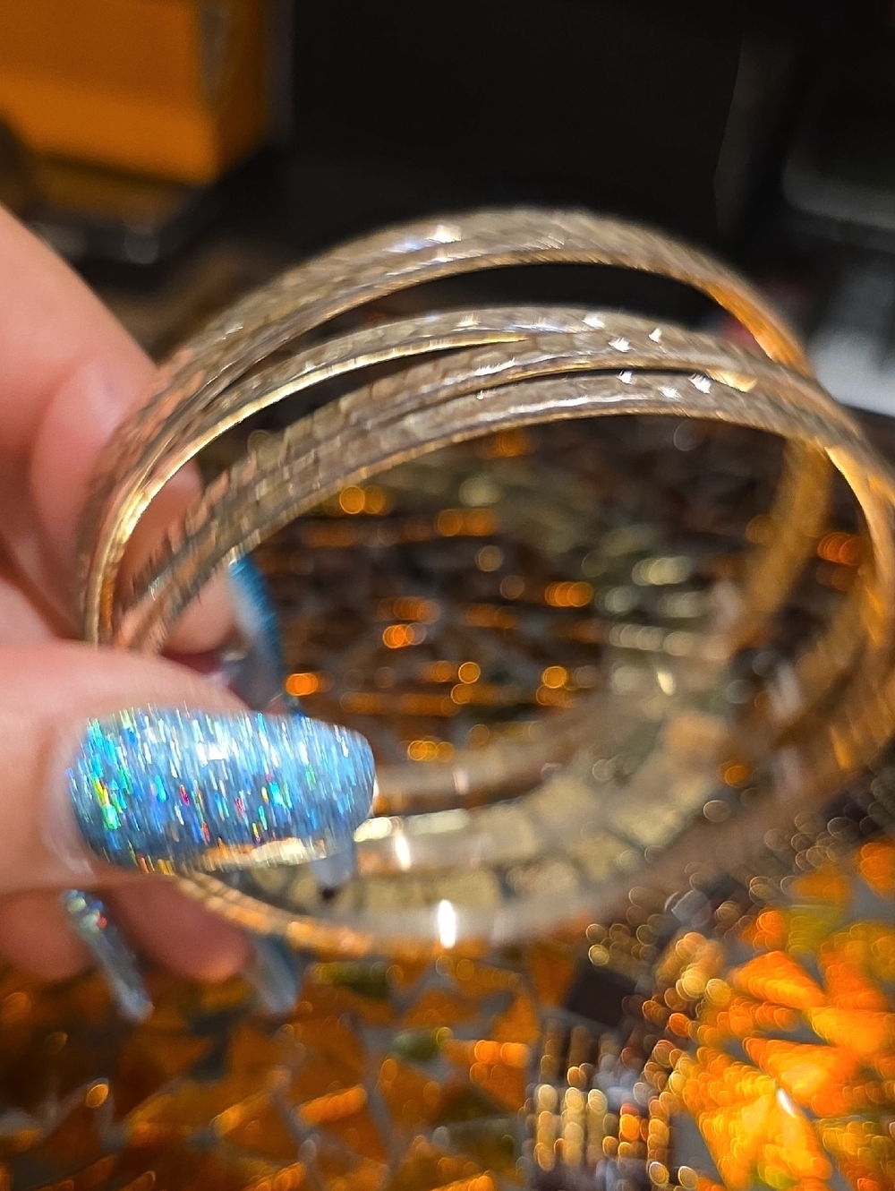 Textured Gold Bangle Bracelet Set for Women